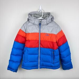 L.L. Bean Kids Down Jacket Colorblock Cobalt Sea Small 8